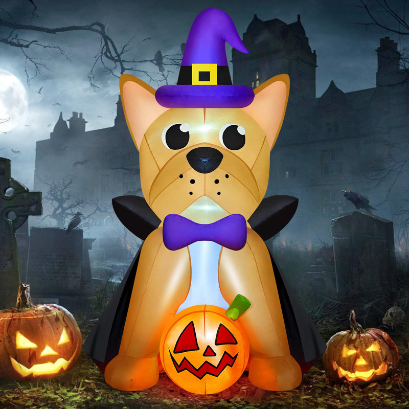 4 high quality FT Halloween Inflatable Bulldog with Pumpkin